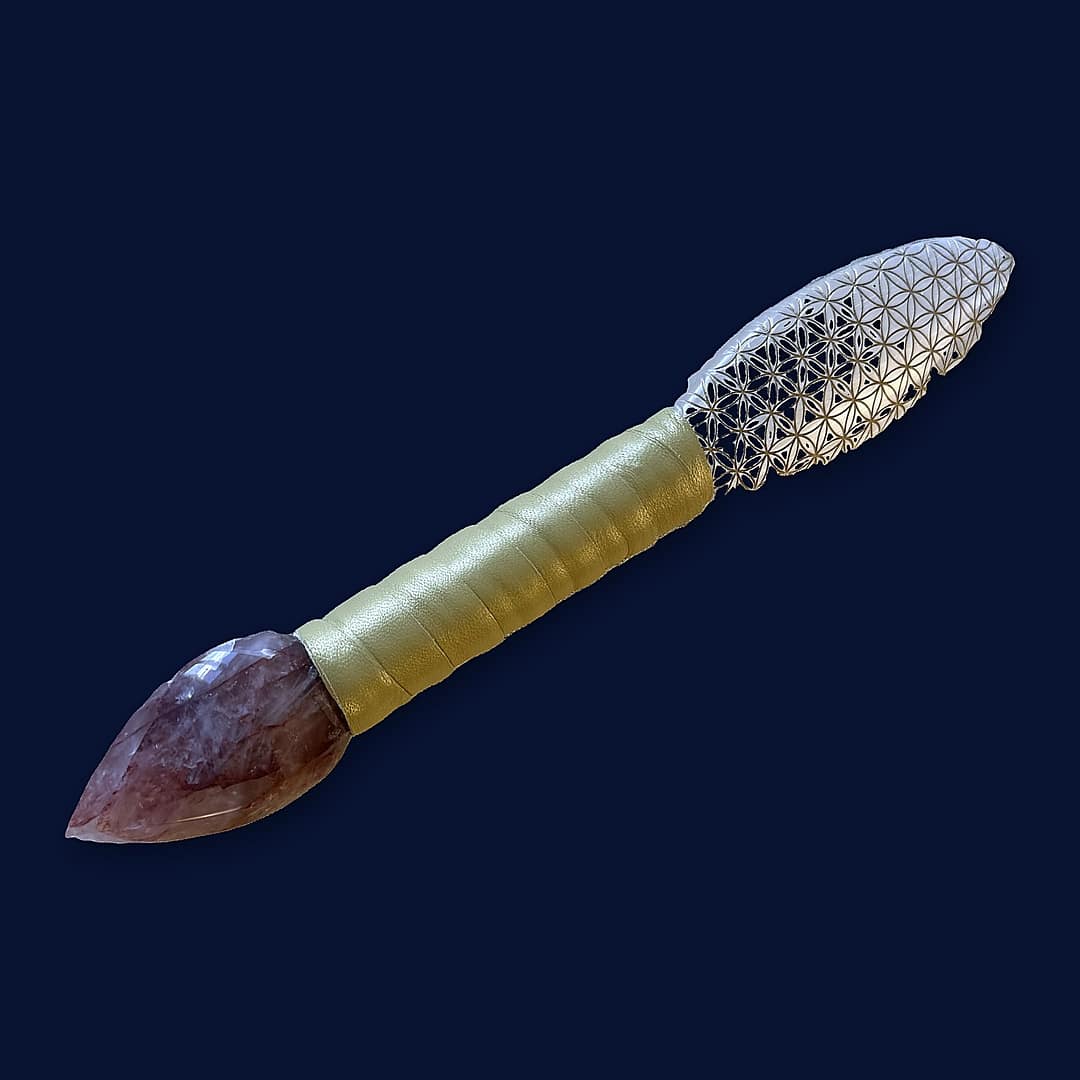 14.5" Flower of Life Sword with Pink Golden Healer Flame