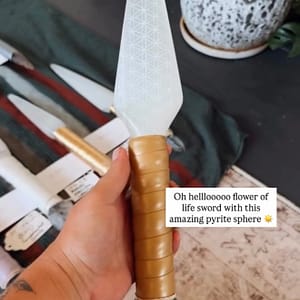 14.25" Flower of Life Sword with Pyrite Sphere