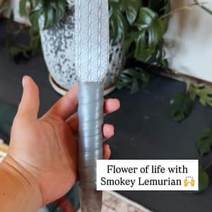 14" Flower of Life Sword with Smokey Lemurian