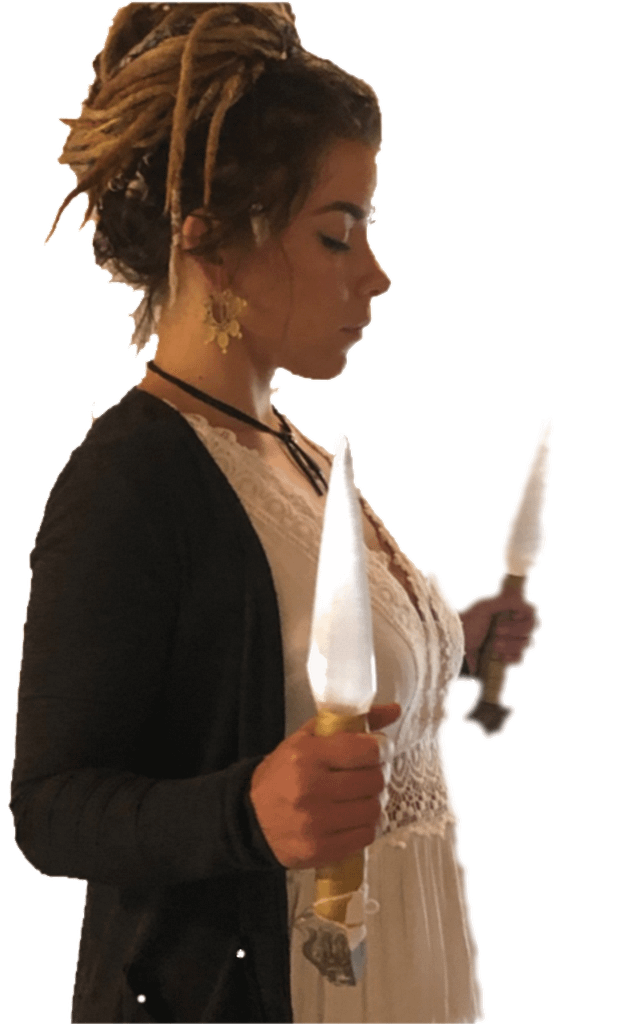 Natasja doing a Lightbody Activation, bringing through Lightcodes using the Selenite Swords of Light